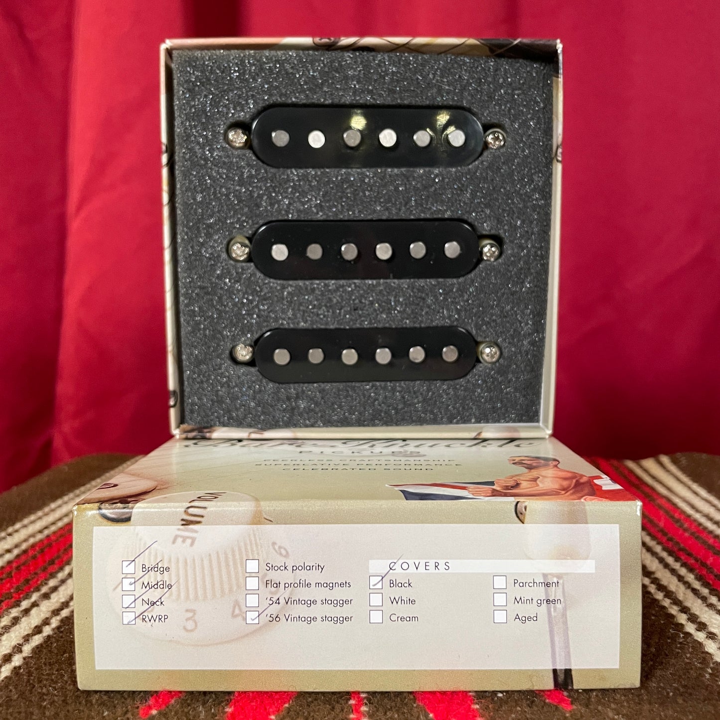 Bare Knuckle Mother's Milk Strat Single Coil RWRP '56 Vintage Stagger Pickup Set - Black