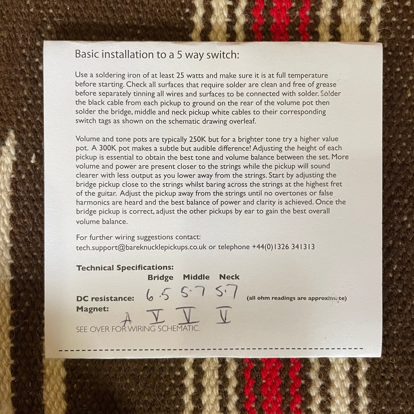 Bare Knuckle Mother's Milk Strat Single Coil RWRP '56 Vintage Stagger Pickup Set - Black