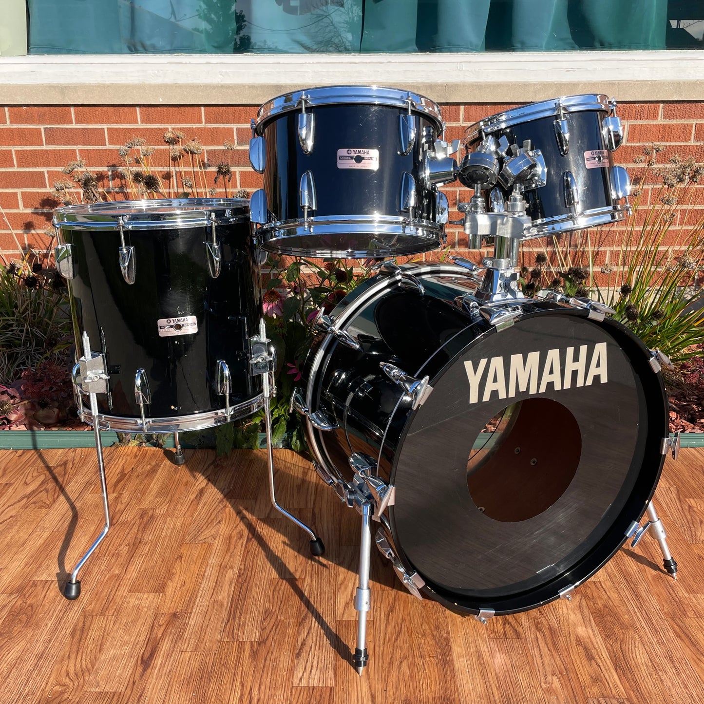 1985 Yamaha 8000 Tour Custom Drum Set 20/10/12/14 Solid Black MIJ