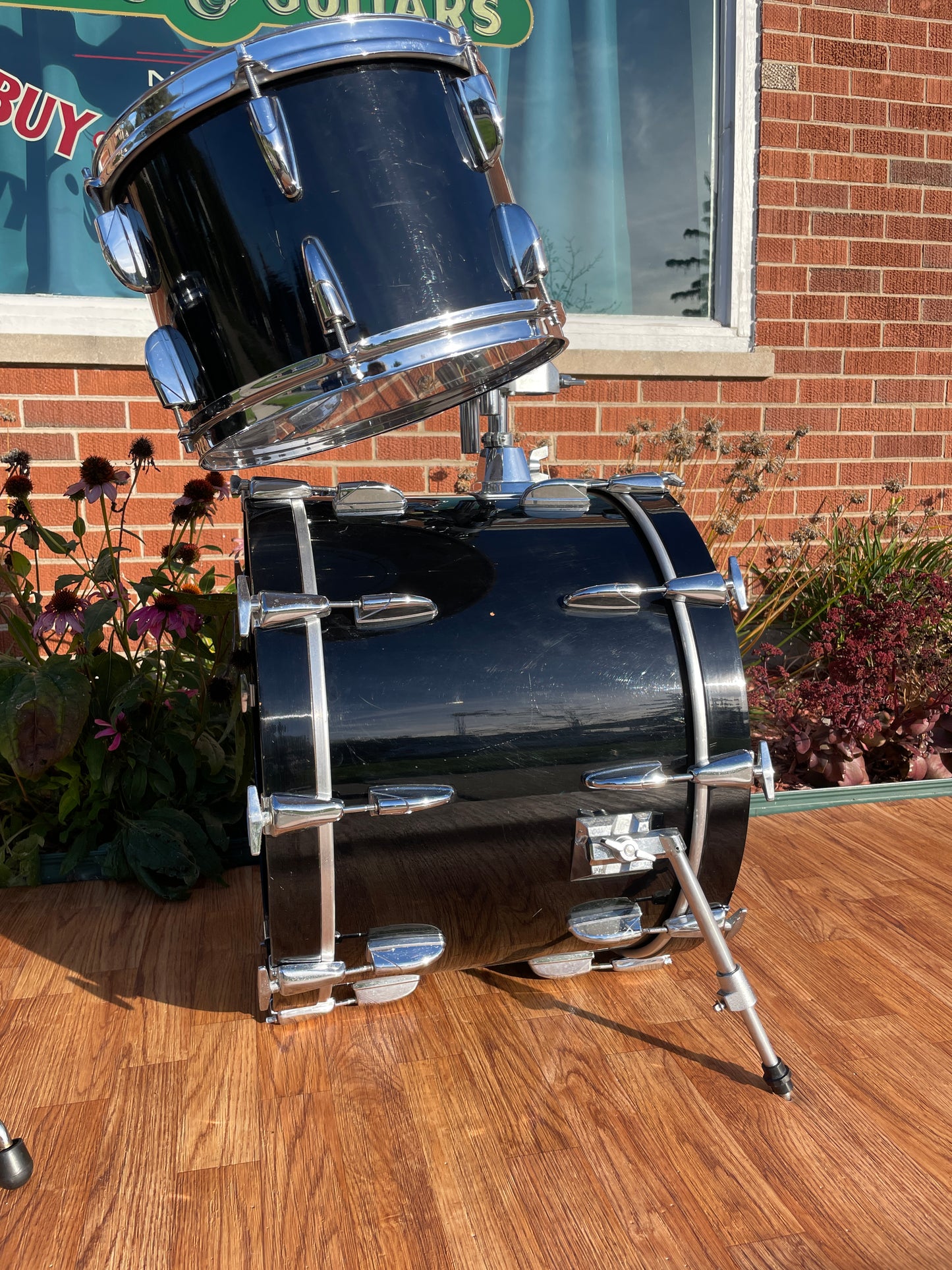 1985 Yamaha 8000 Tour Custom Drum Set 20/10/12/14 Solid Black MIJ