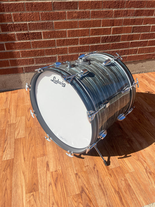 1960s Ludwig 14x18 Bop Bass Drum Oyster Blue Pearl