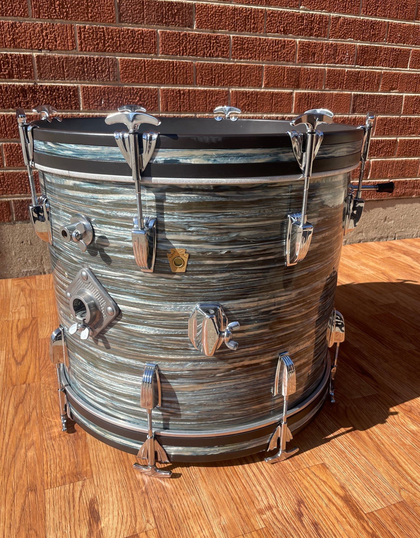 1960s Ludwig 14x18 Bop Bass Drum Oyster Blue Pearl