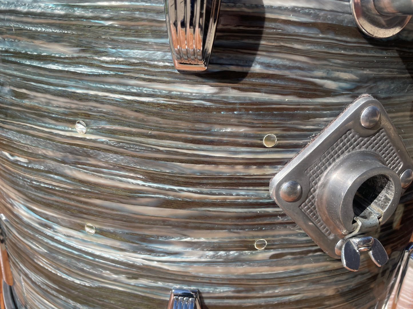 1960s Ludwig 14x18 Bop Bass Drum Oyster Blue Pearl