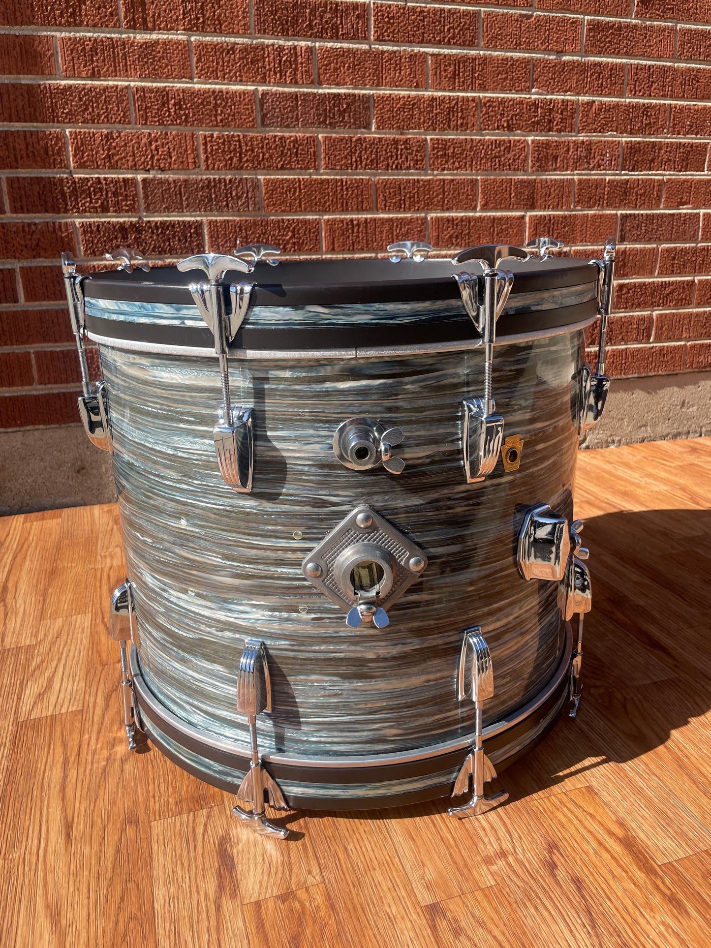 1960s Ludwig 14x18 Bop Bass Drum Oyster Blue Pearl