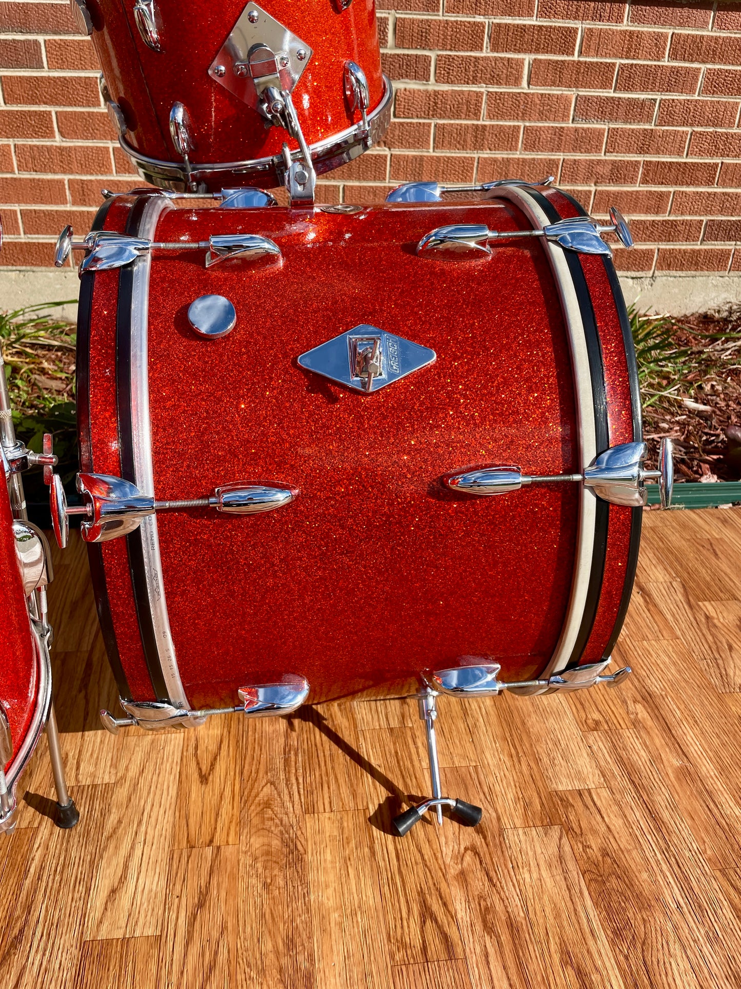 1960s Gretsch Round Badge Drum Set Tangerine Sparkle 20/12/16 w/ 5.5x14 Snare