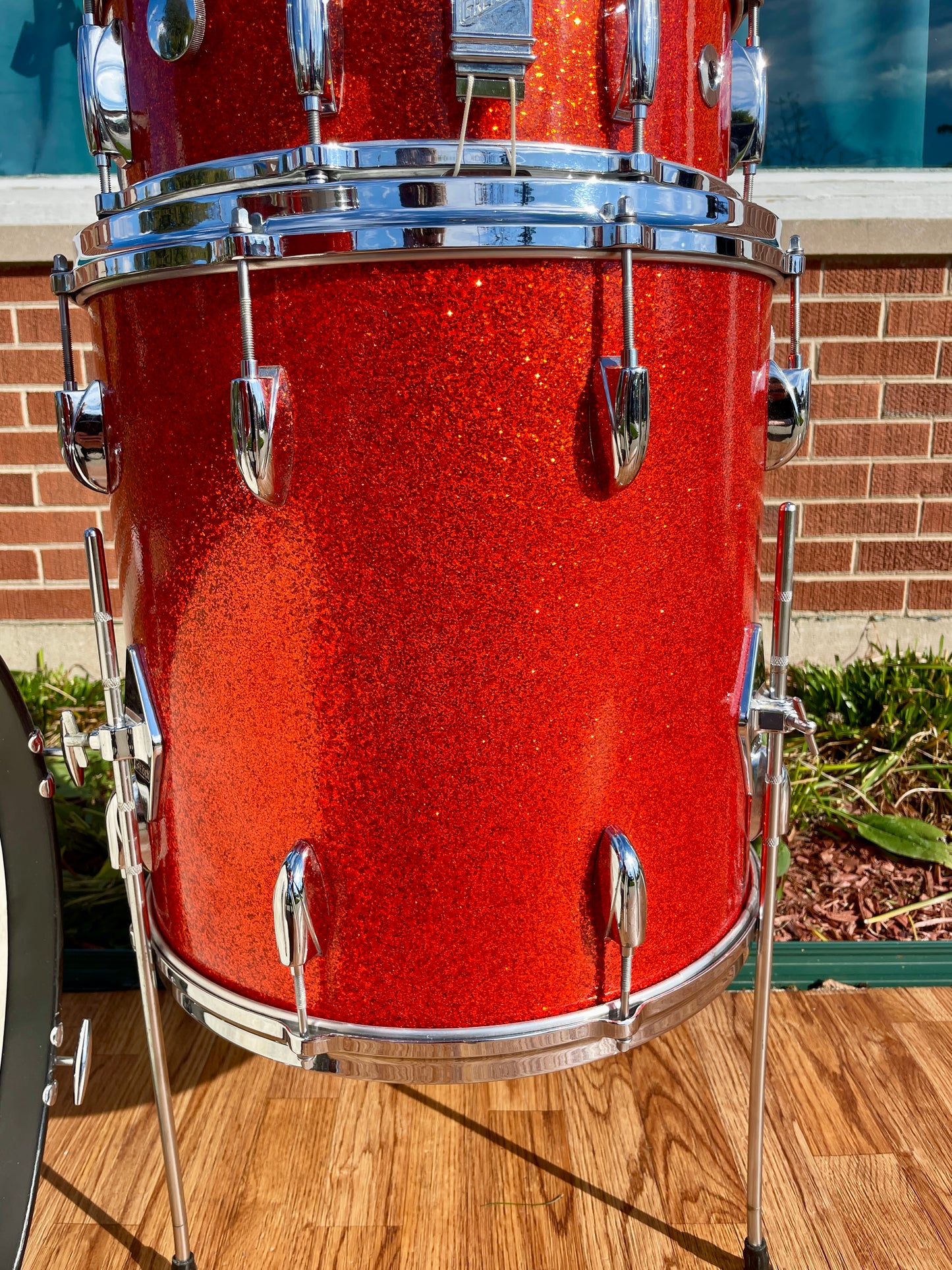 1960s Gretsch Round Badge Drum Set Tangerine Sparkle 20/12/16 w/ 5.5x14 Snare