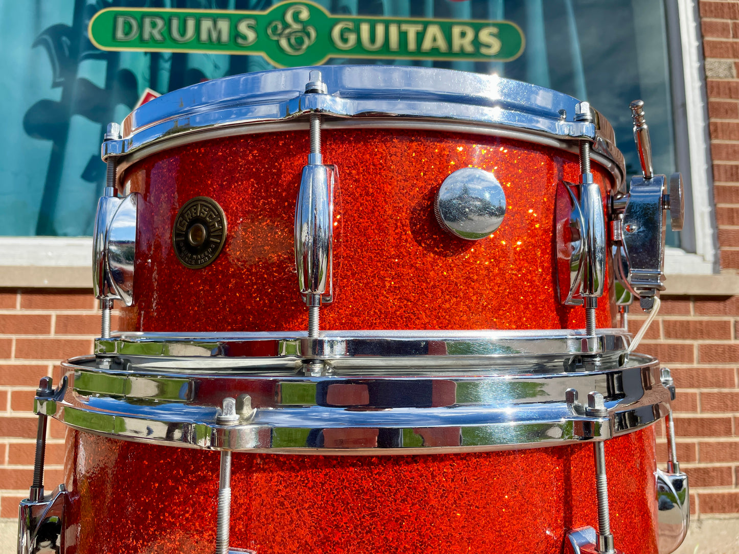 1960s Gretsch Round Badge Drum Set Tangerine Sparkle 20/12/16 w/ 5.5x14 Snare