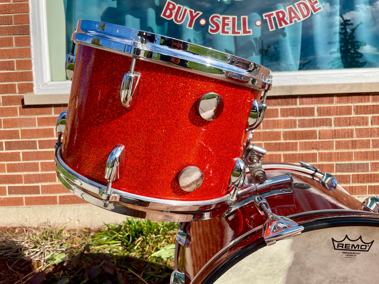 1960s Gretsch Round Badge Drum Set Tangerine Sparkle 20/12/16 w/ 5.5x14 Snare