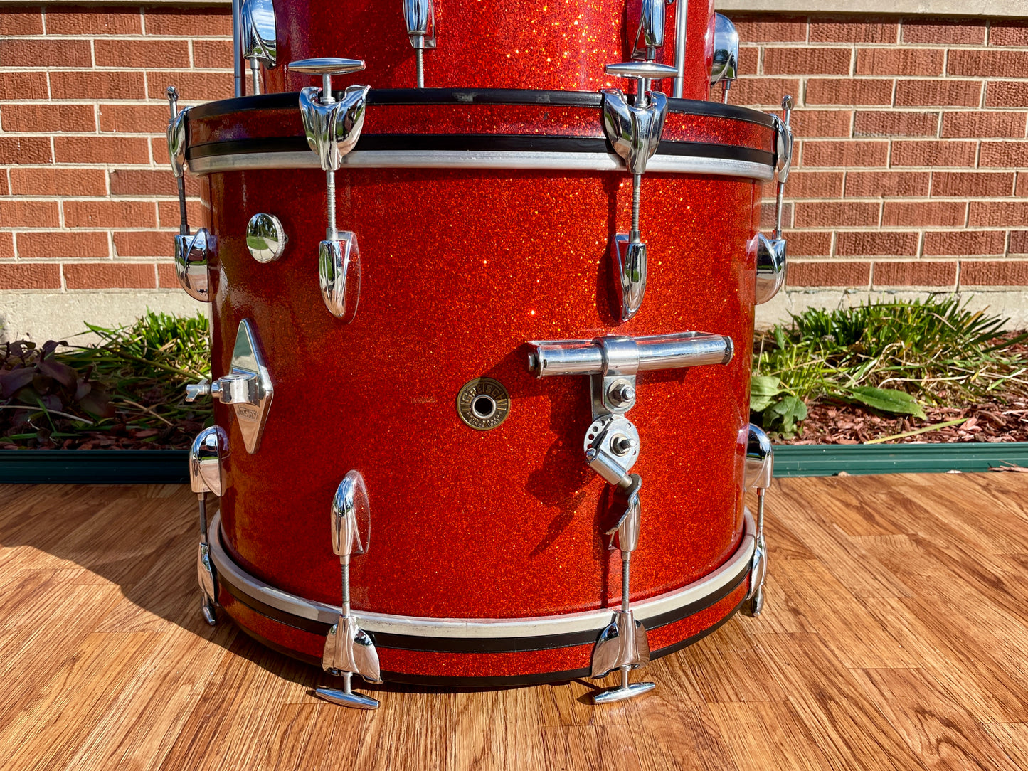 1960s Gretsch Round Badge Drum Set Tangerine Sparkle 20/12/16 w/ 5.5x14 Snare