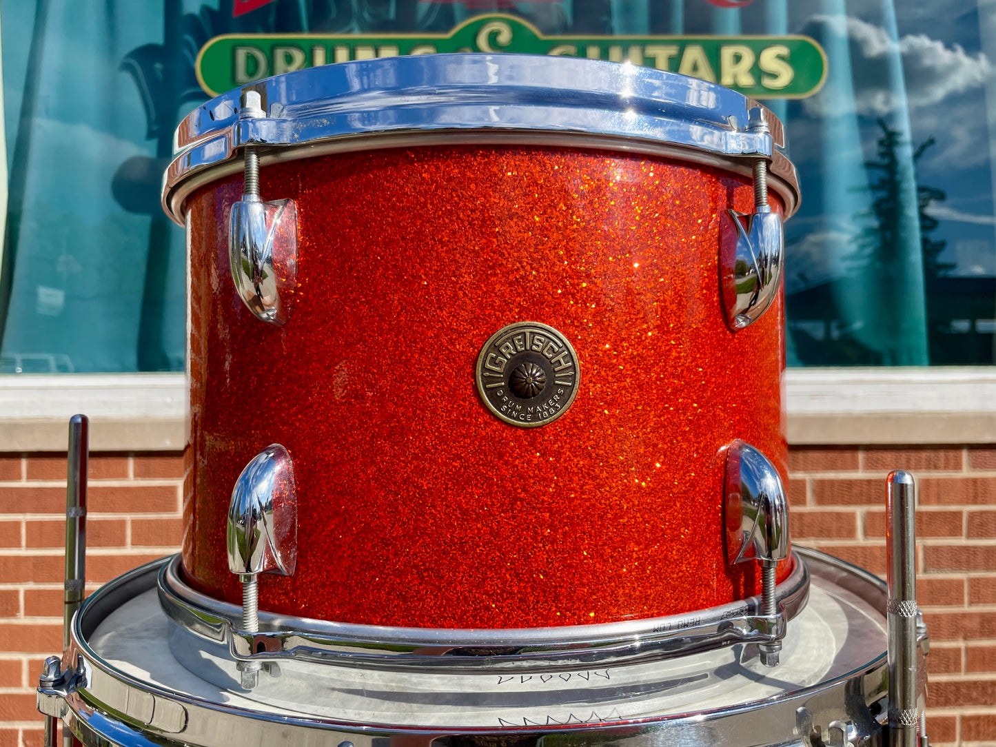 1960s Gretsch Round Badge Drum Set Tangerine Sparkle 20/12/16 w/ 5.5x14 Snare