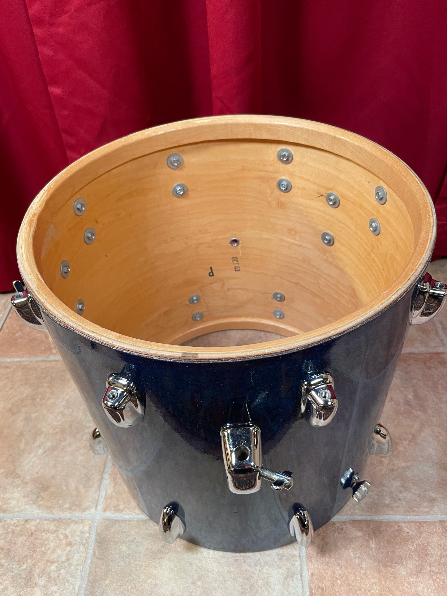 1960s Slingerland 14x14 Floor Tom Drum Blue Sparkle