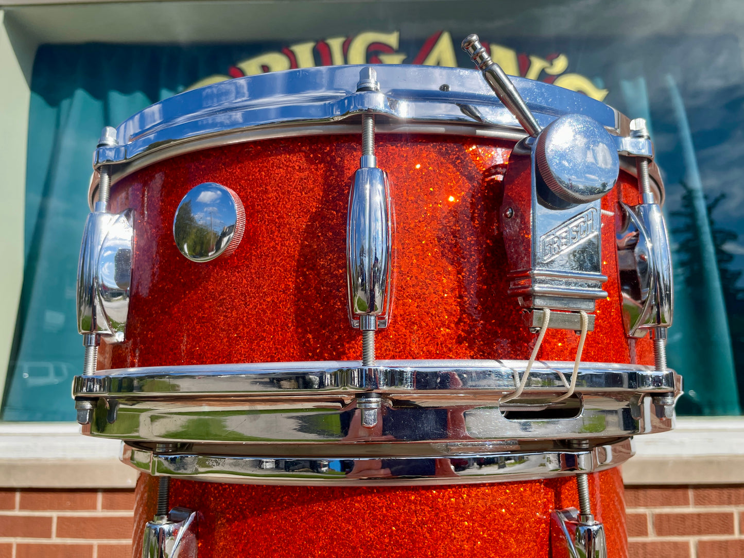 1960s Gretsch Round Badge Drum Set Tangerine Sparkle 20/12/16 w/ 5.5x14 Snare
