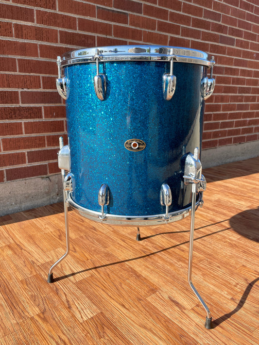 1960s Slingerland 14x14 Floor Tom Drum Blue Sparkle