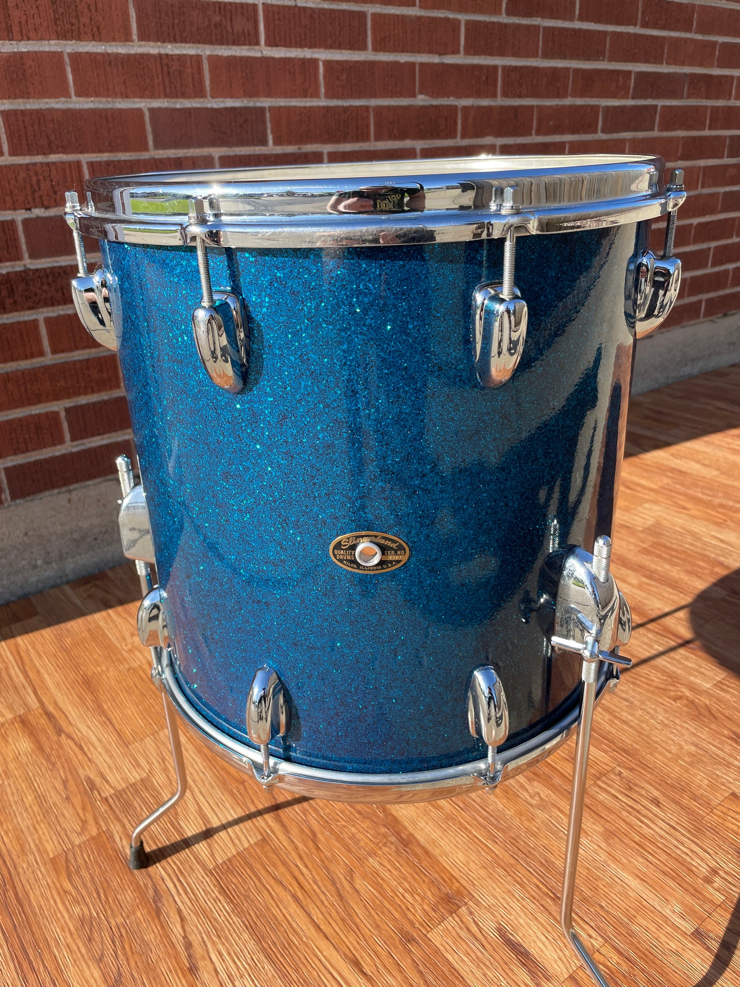 1960s Slingerland 14x14 Floor Tom Drum Blue Sparkle