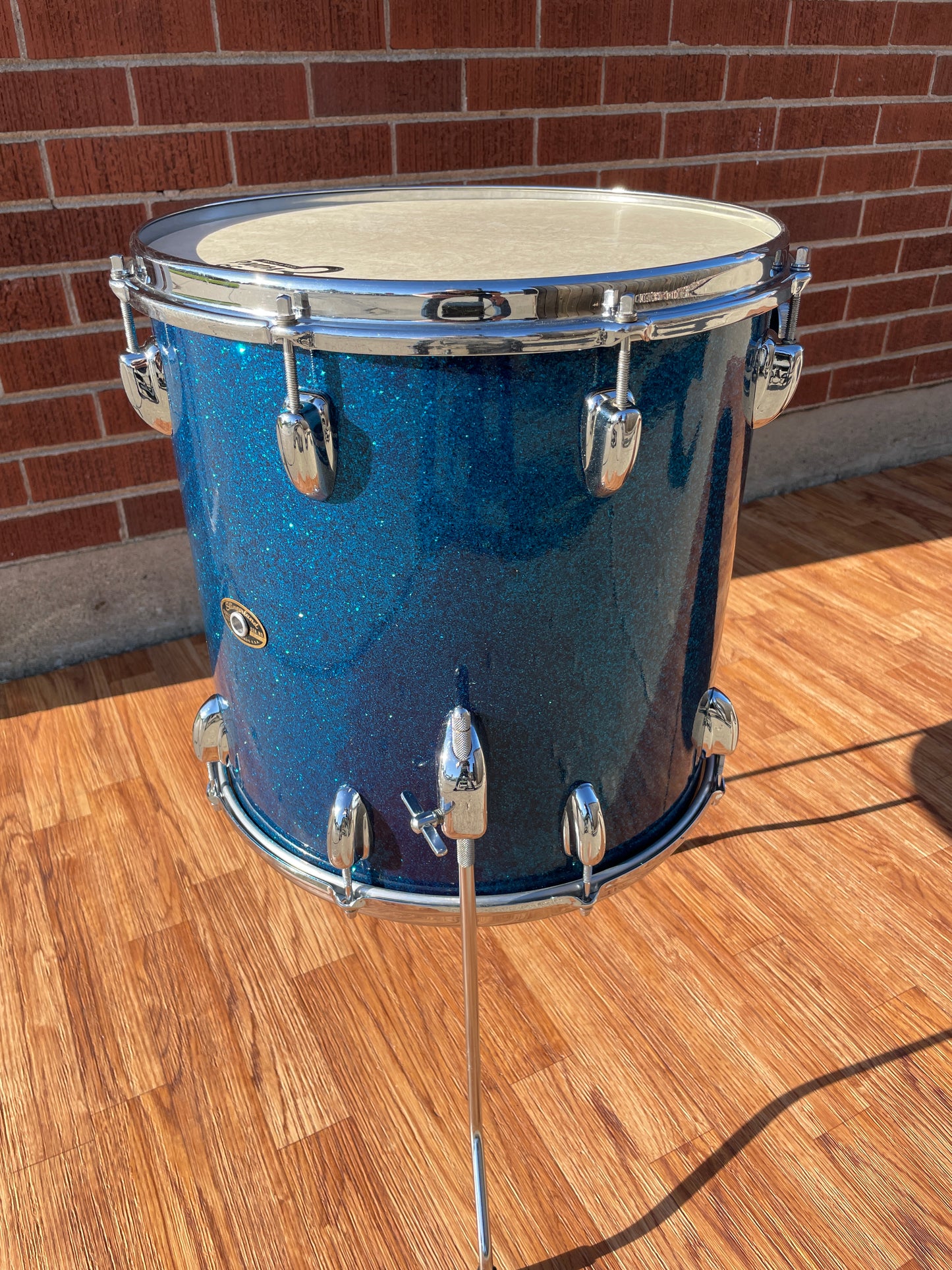 1960s Slingerland 14x14 Floor Tom Drum Blue Sparkle