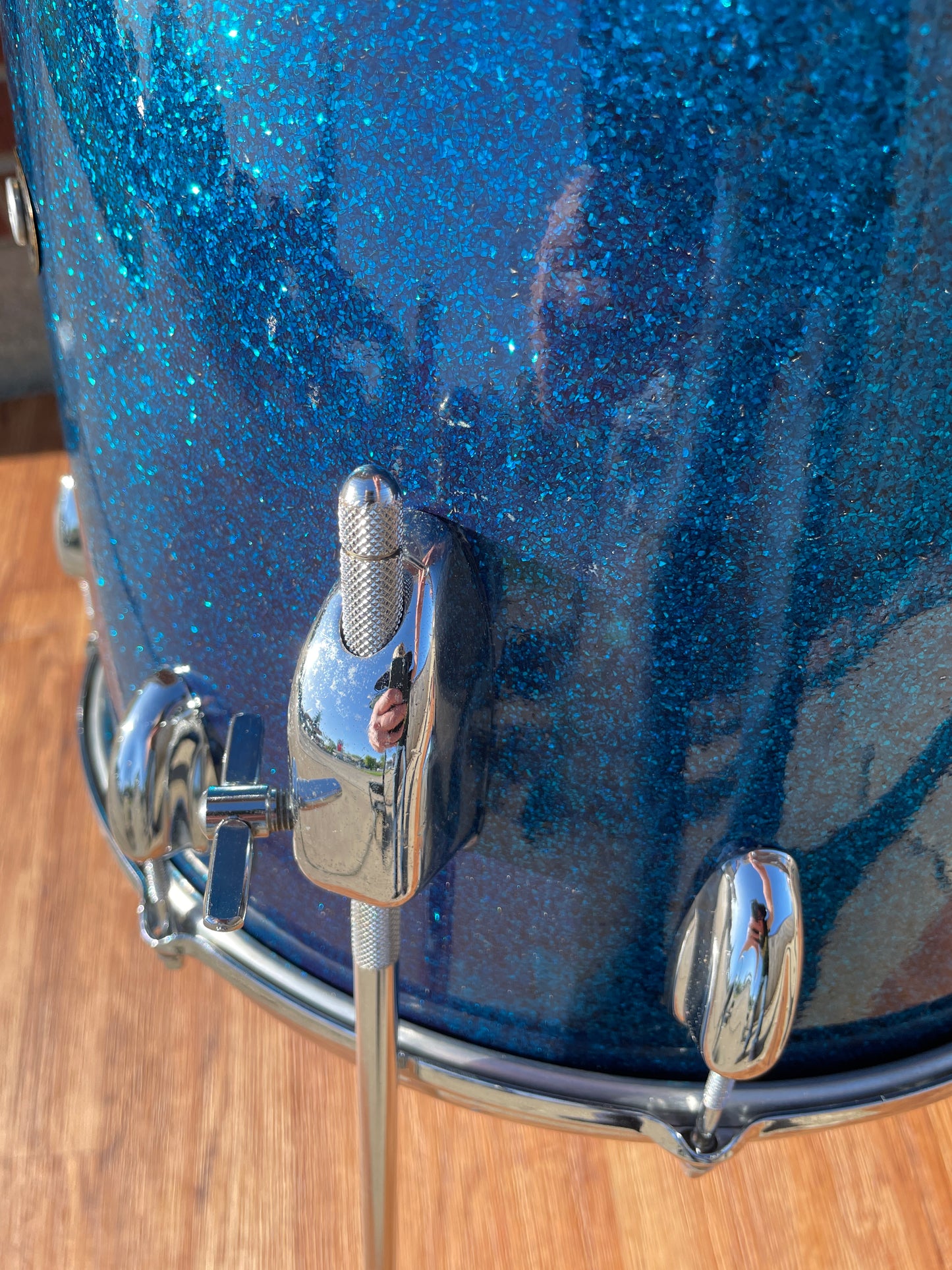 1960s Slingerland 14x14 Floor Tom Drum Blue Sparkle