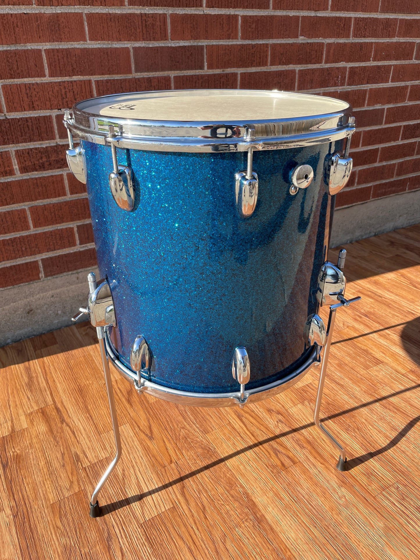 1960s Slingerland 14x14 Floor Tom Drum Blue Sparkle