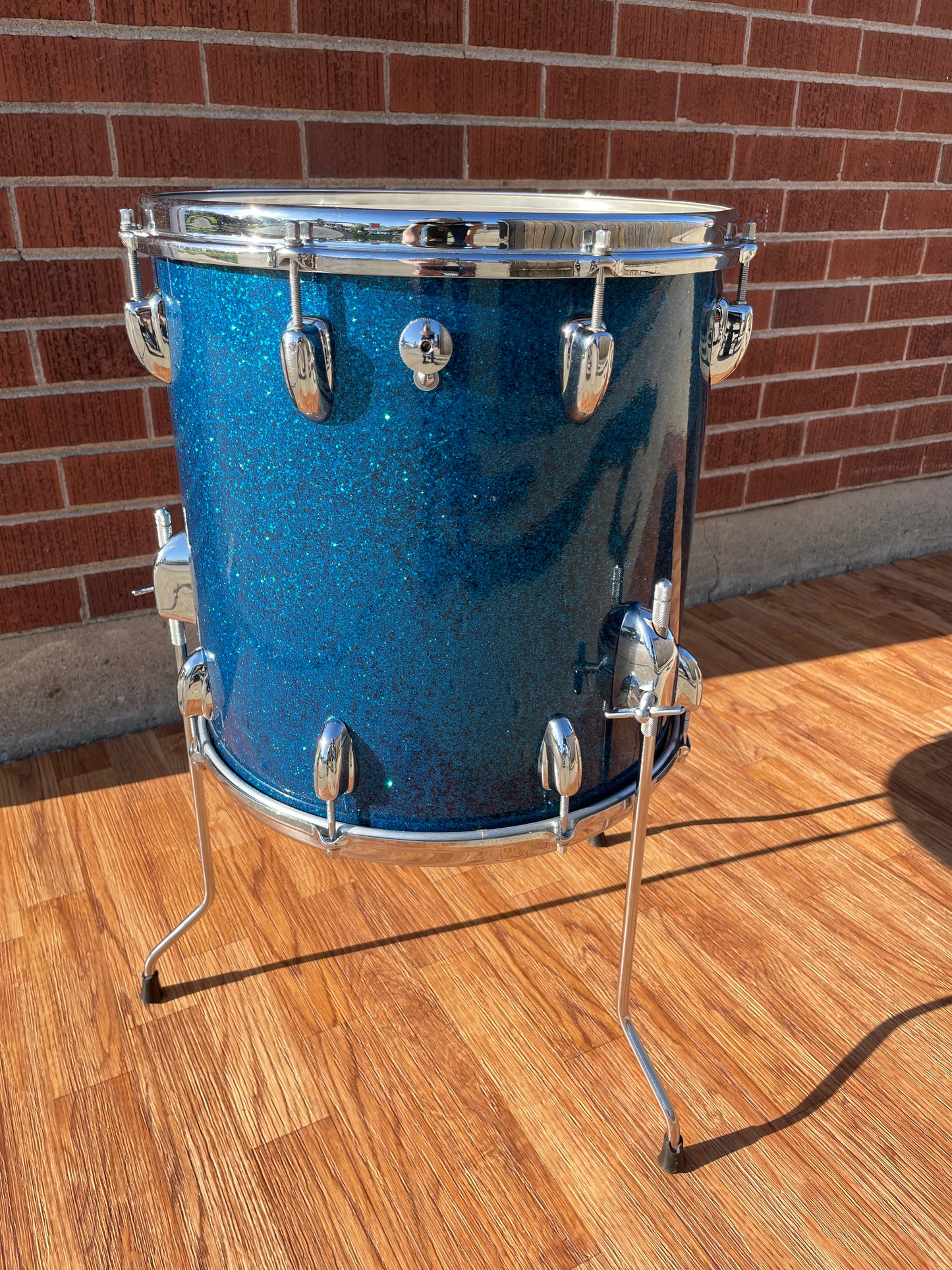 1960s Slingerland 14x14 Floor Tom Drum Blue Sparkle