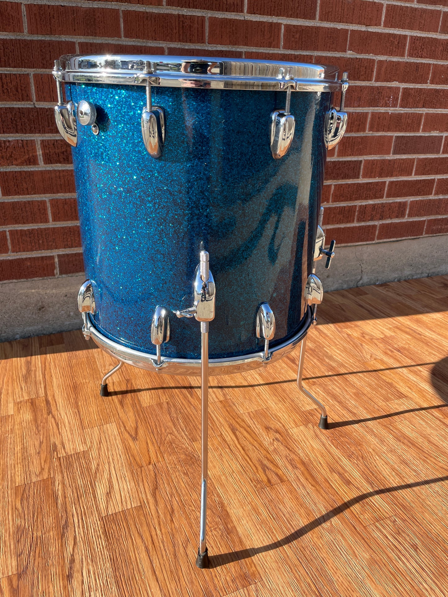 1960s Slingerland 14x14 Floor Tom Drum Blue Sparkle