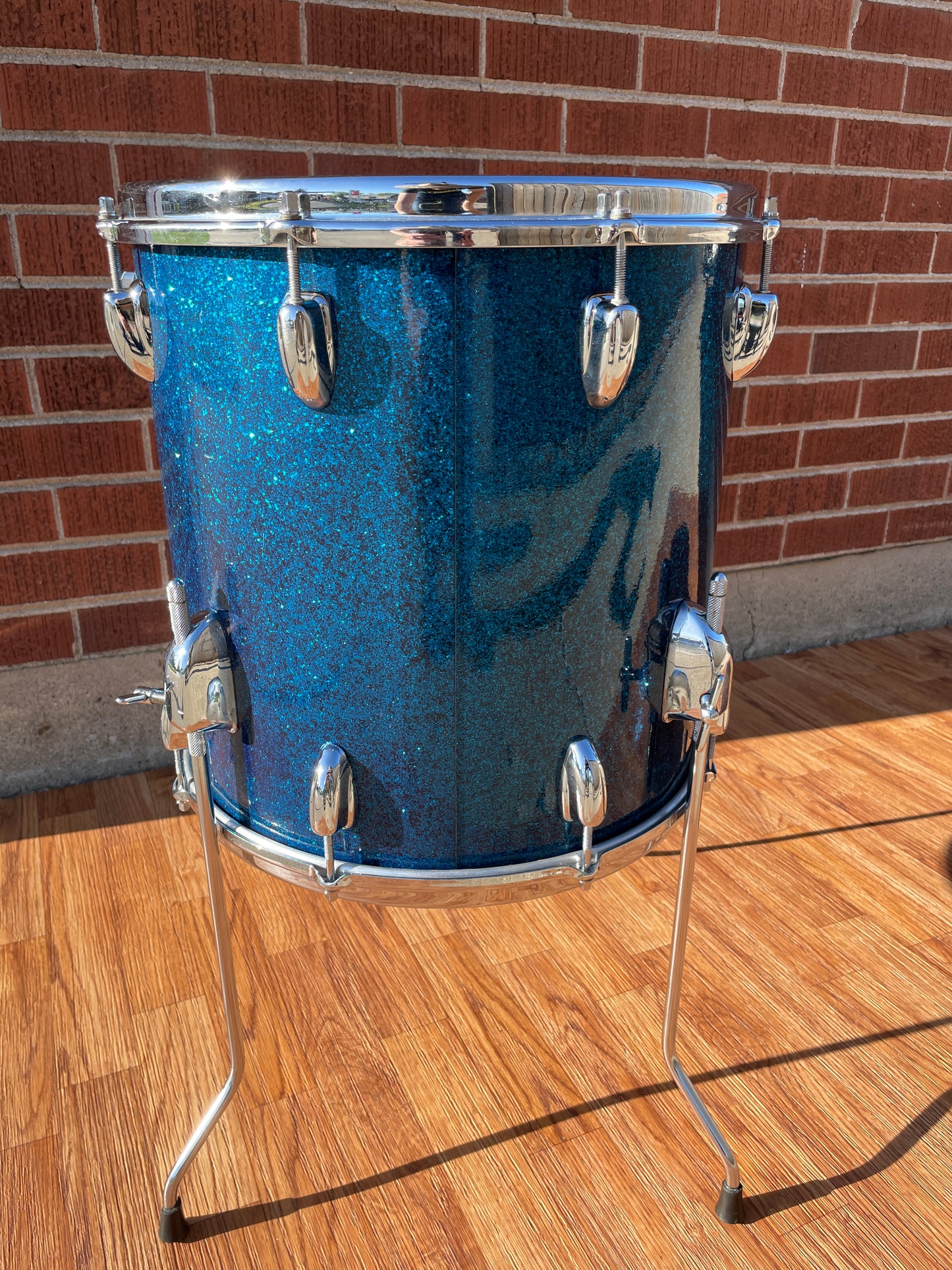 1960s Slingerland 14x14 Floor Tom Drum Blue Sparkle