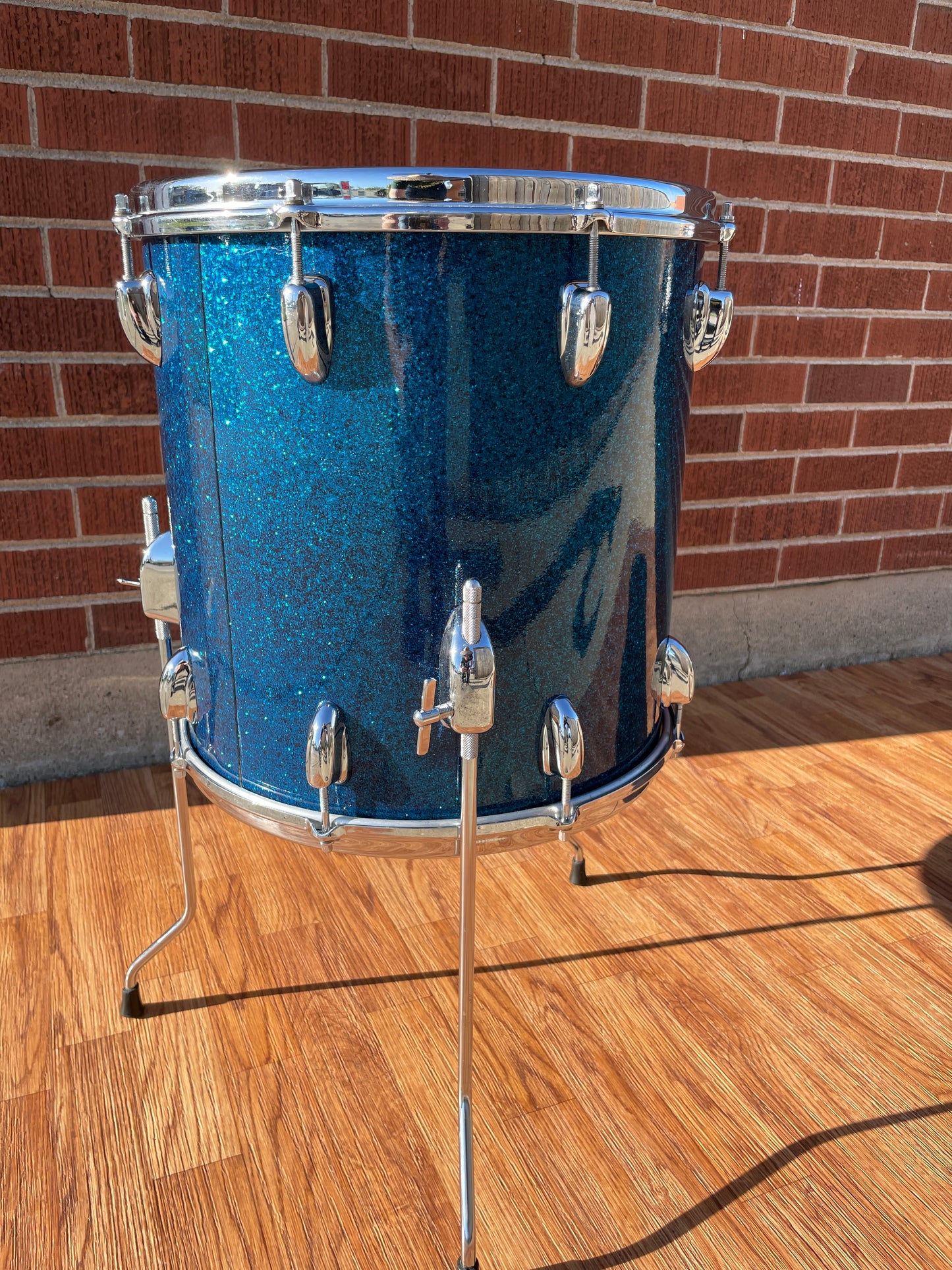 1960s Slingerland 14x14 Floor Tom Drum Blue Sparkle