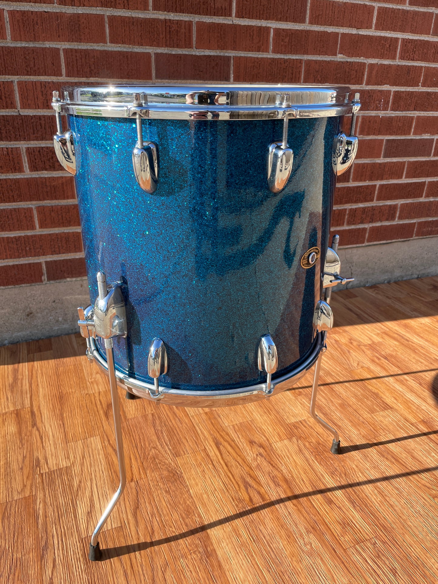 1960s Slingerland 14x14 Floor Tom Drum Blue Sparkle