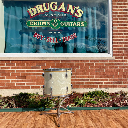 1930s Slingerland Barrett Deems 12x14 Radio King Tom Drum White Marine Pearl w/ Stand