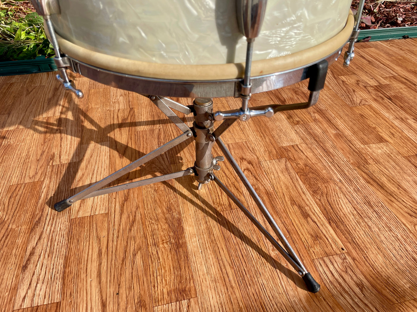 1930s Slingerland Barrett Deems 12x14 Radio King Tom Drum White Marine Pearl w/ Stand