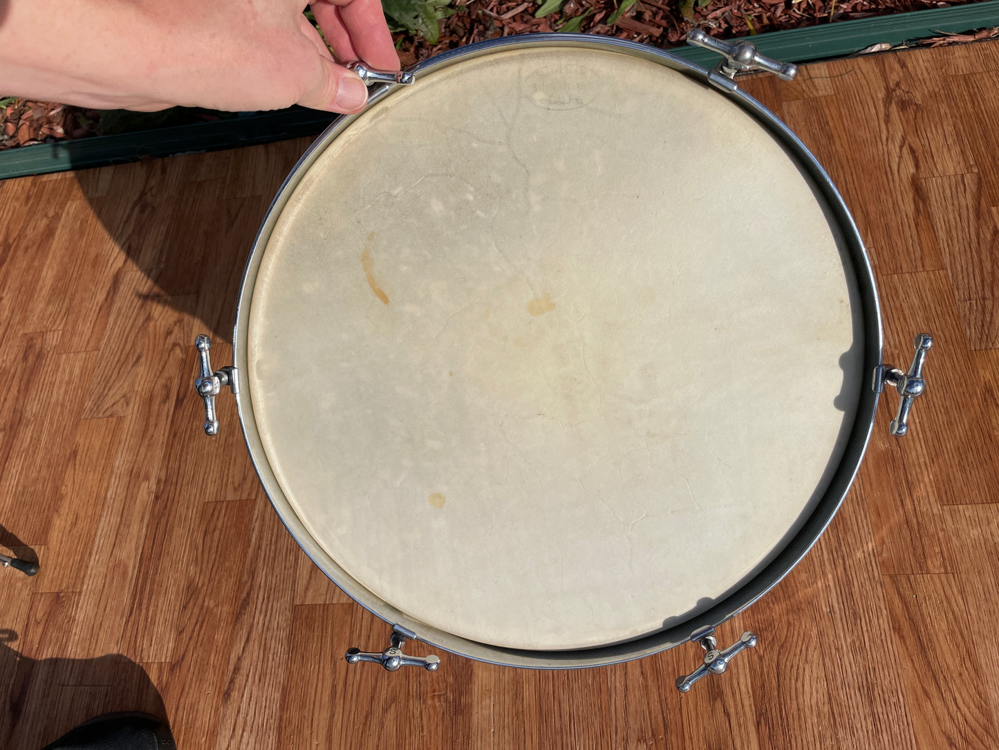 1930s Slingerland Barrett Deems 12x14 Radio King Tom Drum White Marine Pearl w/ Stand