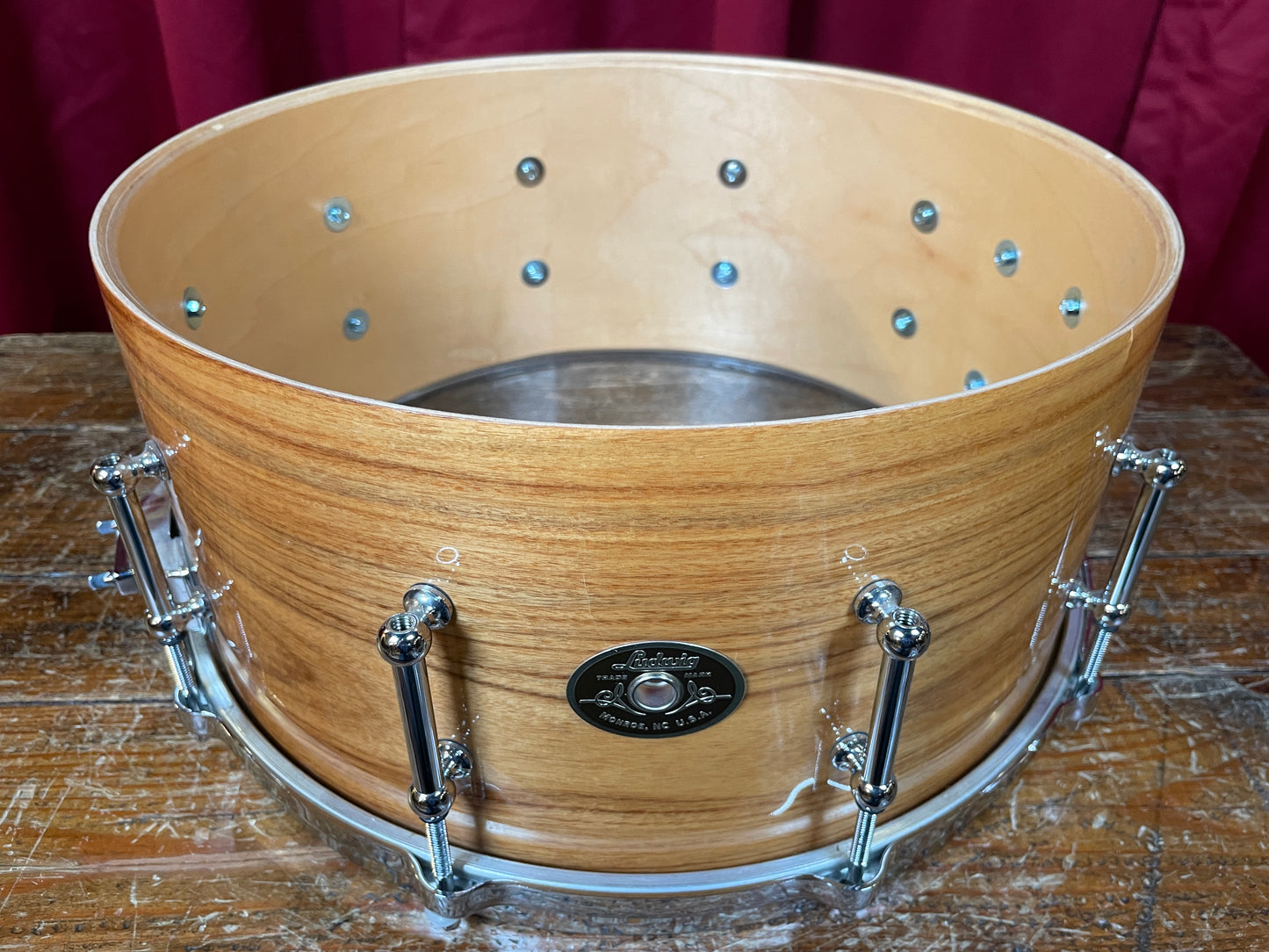 2003 Ludwig Classic Maple Exotic 6.5x14 Santos Rosewood Prototype Bun E. Carlos Snare Drum