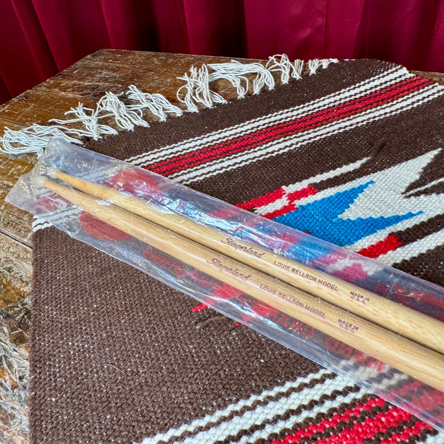 1970s Slingerland Louie Bellson LBN Nylon Tip Drum Sticks w/ Original Bag NOS
