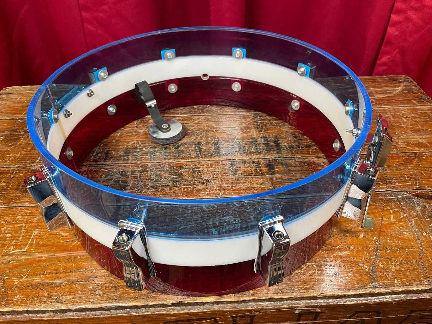 1970s Ludwig Vistalite 5x14 Snare Drum Bicentennial Red White And Blue