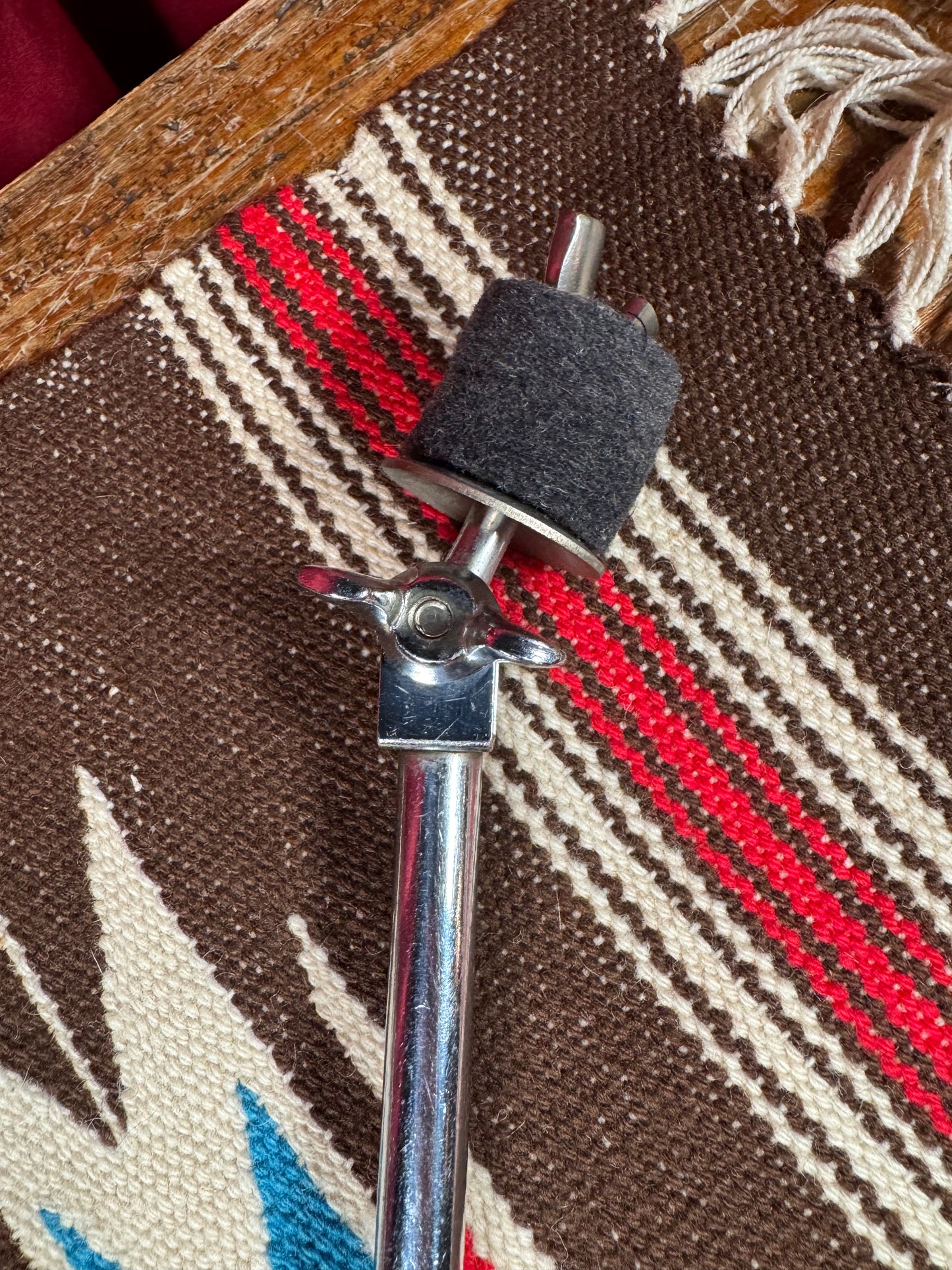 1950s WFL Ludwig Adjustable L-Arm Cymbal Holder No. 1372 Chrome with Bass Drum Hoop Clamp