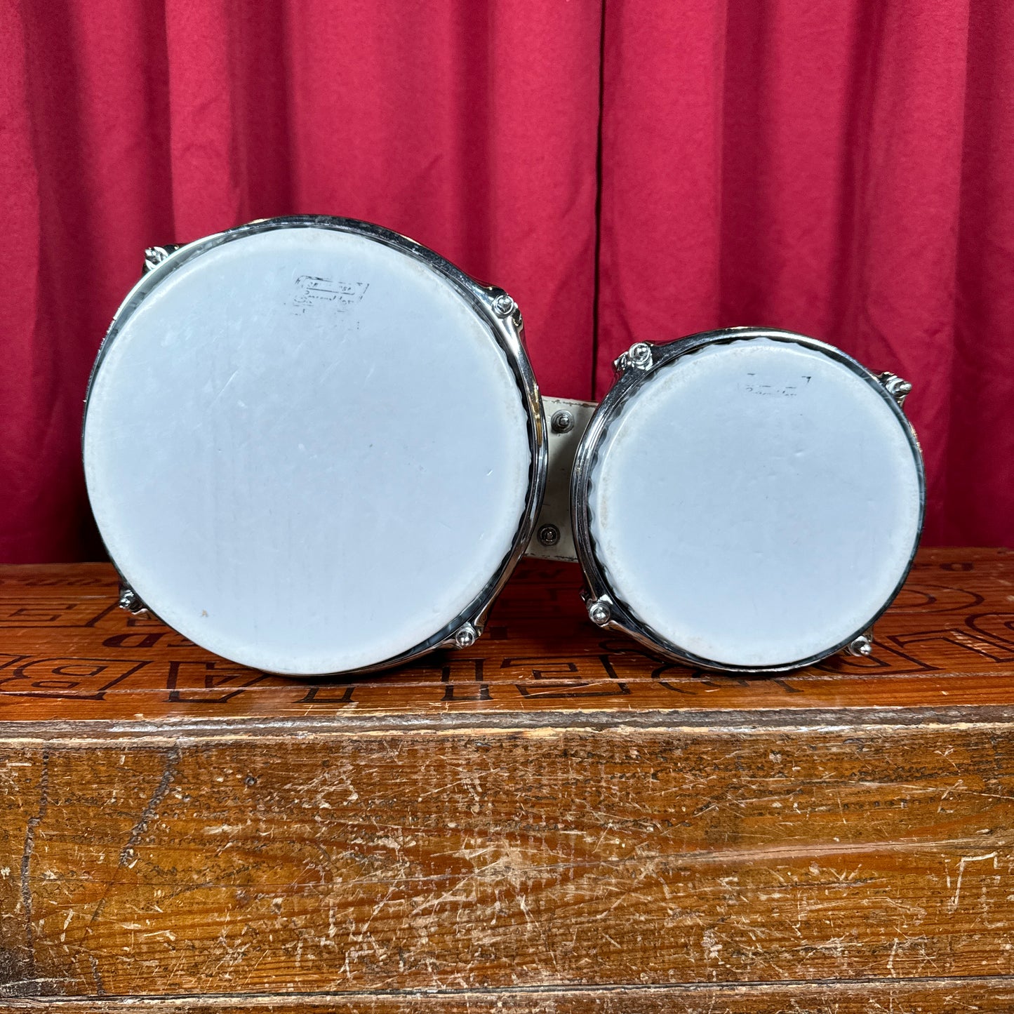 1970s Ludwig 6" & 8" No. 2358P Tunable Bongos w/ Slide Mount Black Diamond Pearl