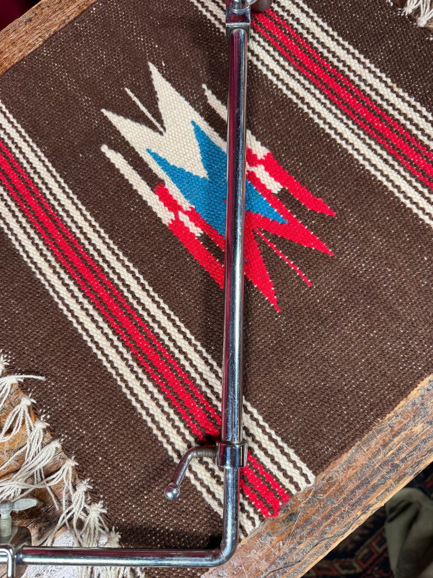 1950s WFL Ludwig Adjustable L-Arm Cymbal Holder No. 1372 Chrome with Bass Drum Hoop Clamp