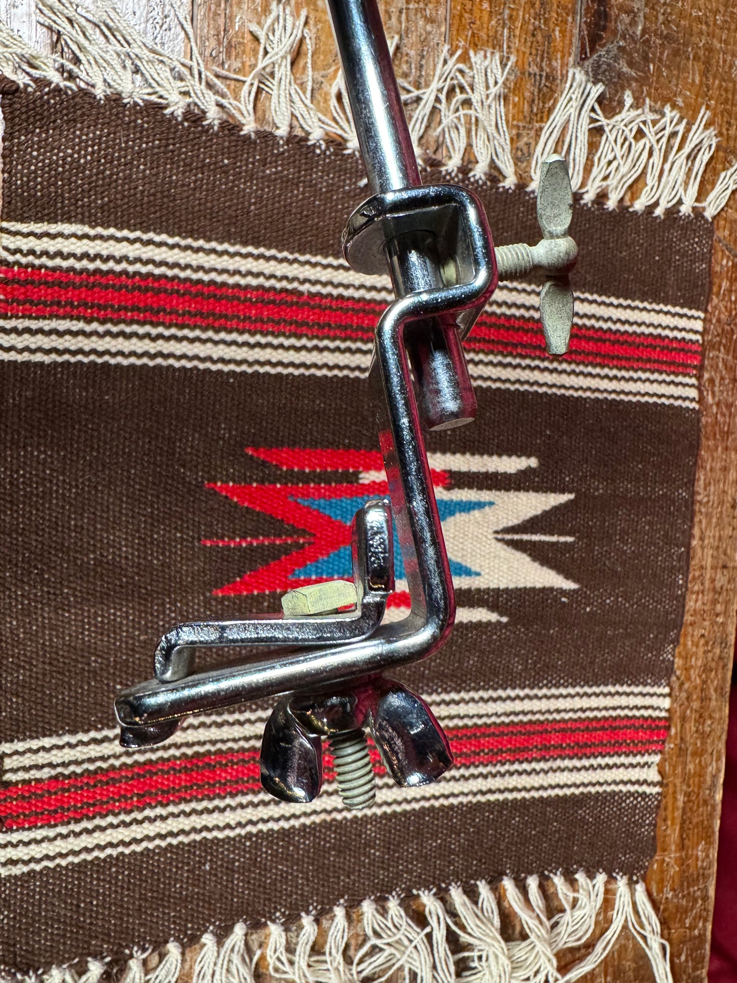 1950s WFL Ludwig Adjustable L-Arm Cymbal Holder No. 1372 Chrome with Bass Drum Hoop Clamp