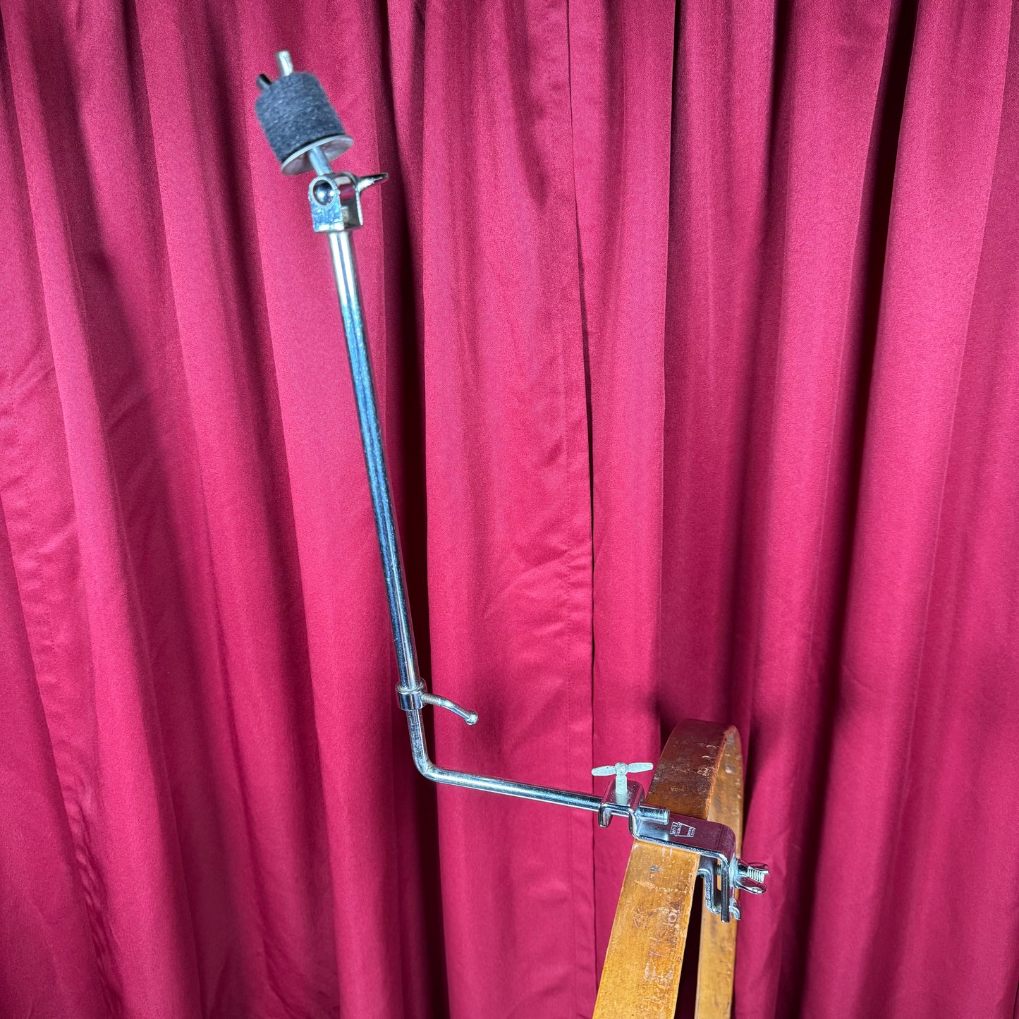1950s WFL Ludwig Adjustable L-Arm Cymbal Holder No. 1372 Chrome with Bass Drum Hoop Clamp