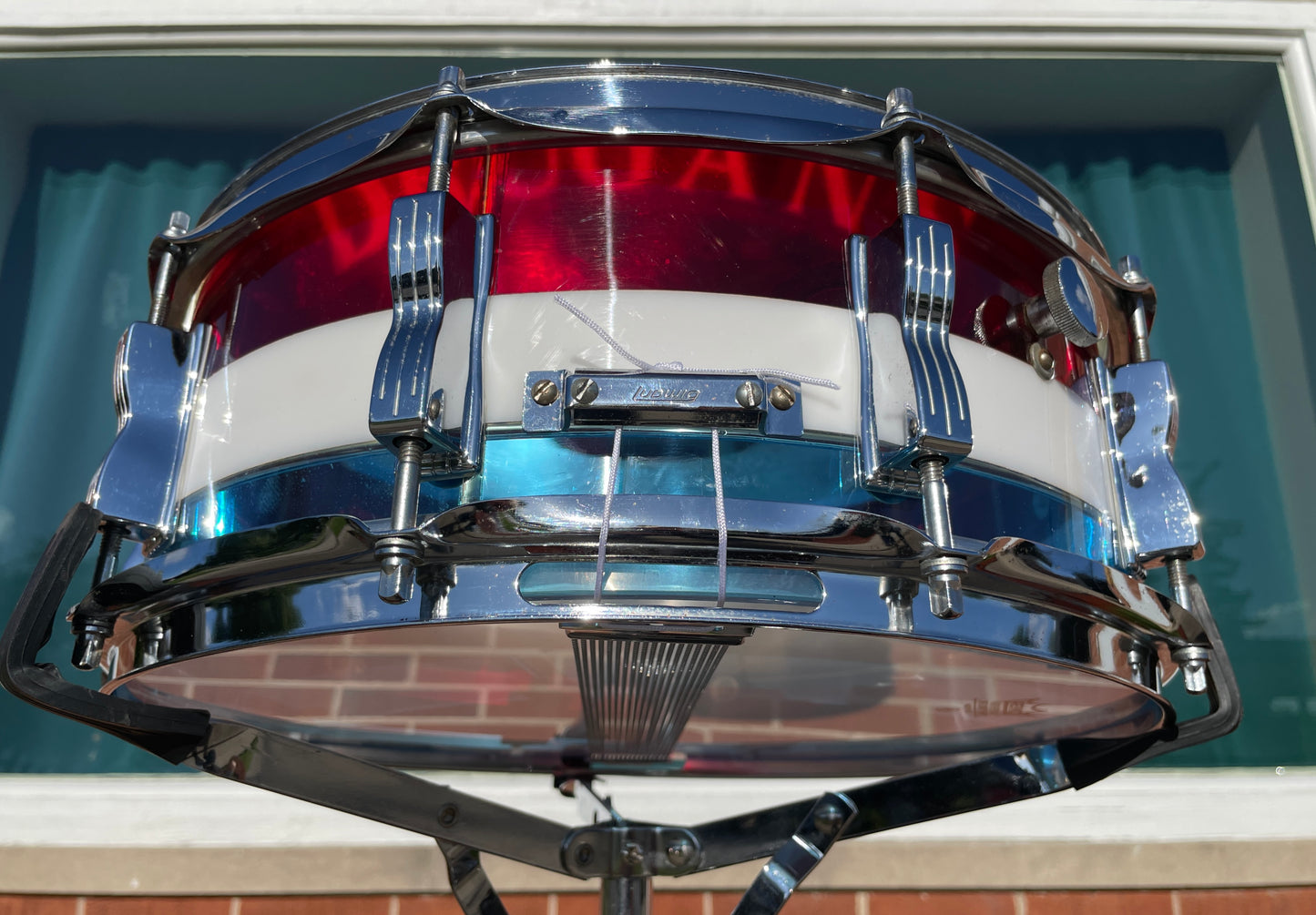 1970s Ludwig Vistalite 5x14 Snare Drum Bicentennial Red White And Blue