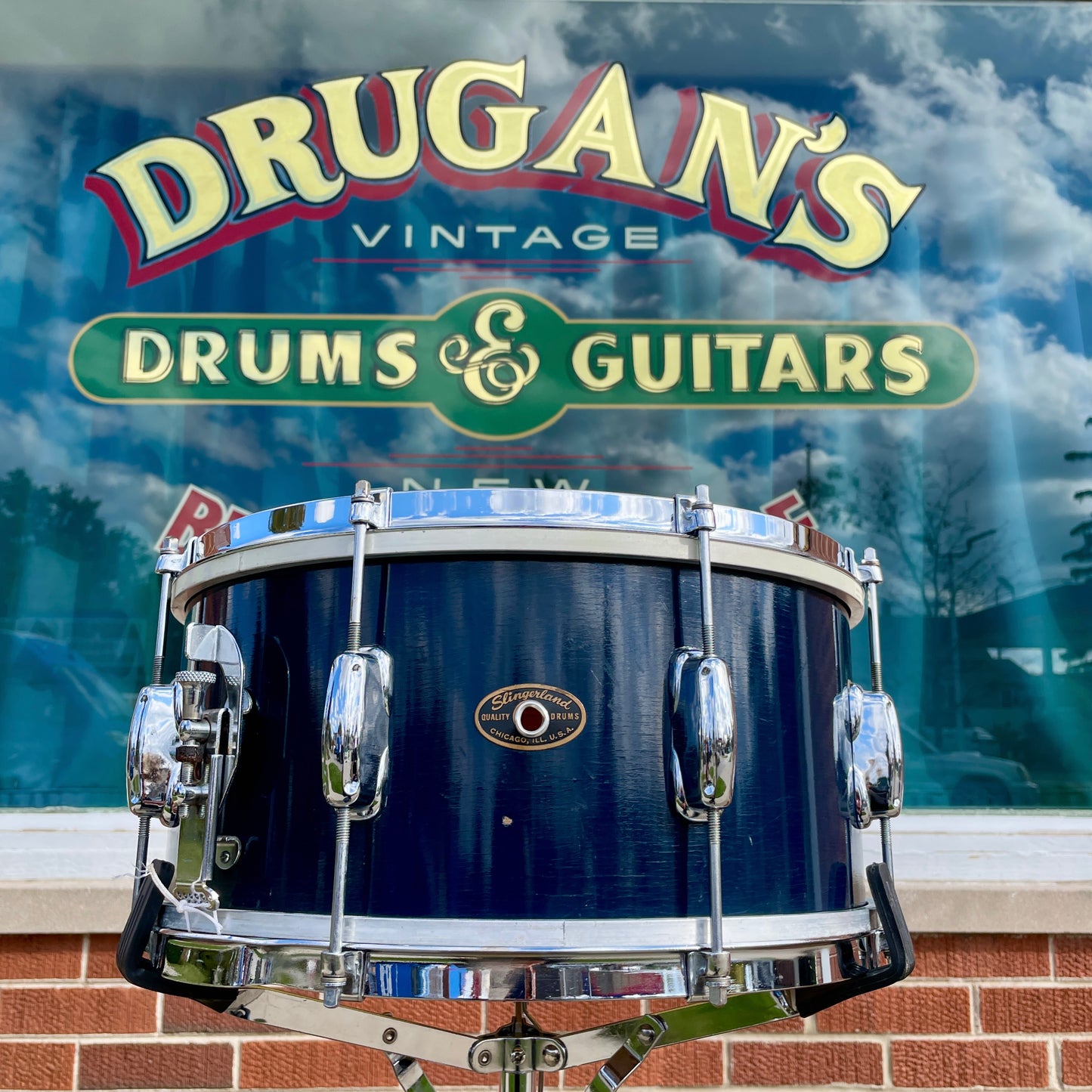 1960s Slingerland 7x14 Student Model No. 157 Snare Drum Blue Lacquer