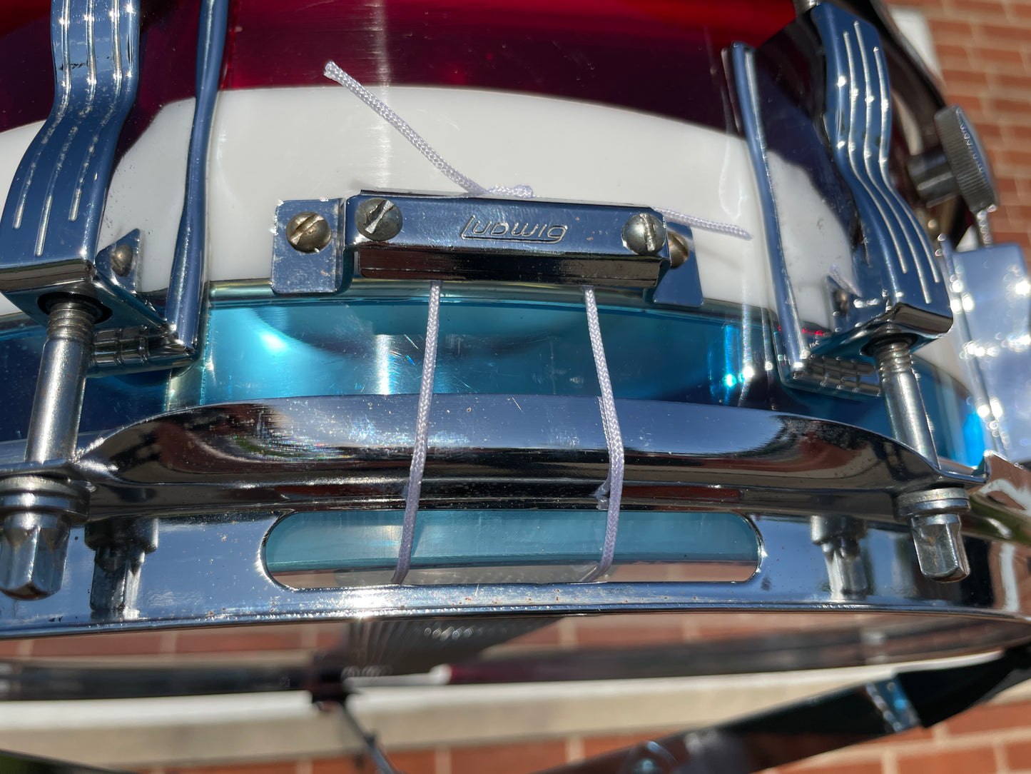 1970s Ludwig Vistalite 5x14 Snare Drum Bicentennial Red White And Blue