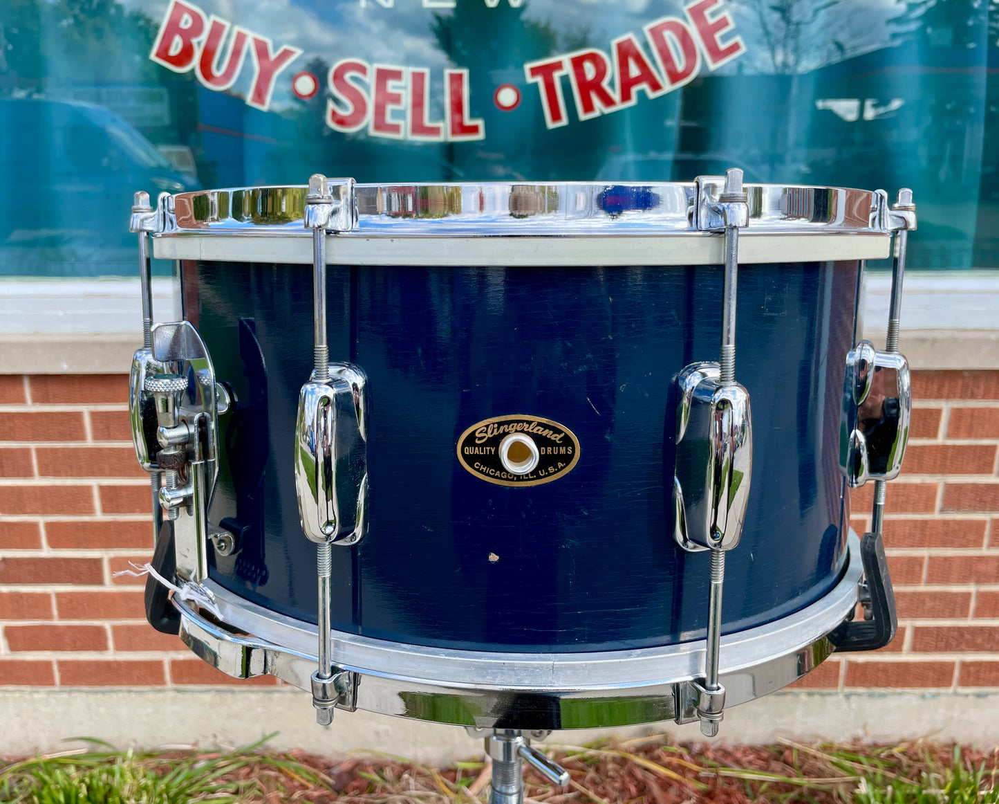 1960s Slingerland 7x14 Student Model No. 157 Snare Drum Blue Lacquer