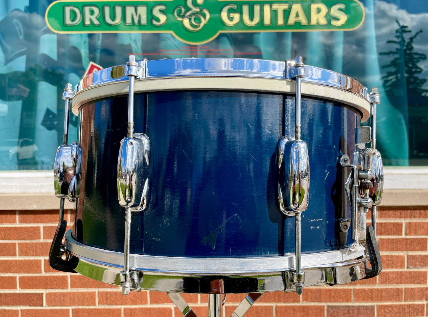 1960s Slingerland 7x14 Student Model No. 157 Snare Drum Blue Lacquer