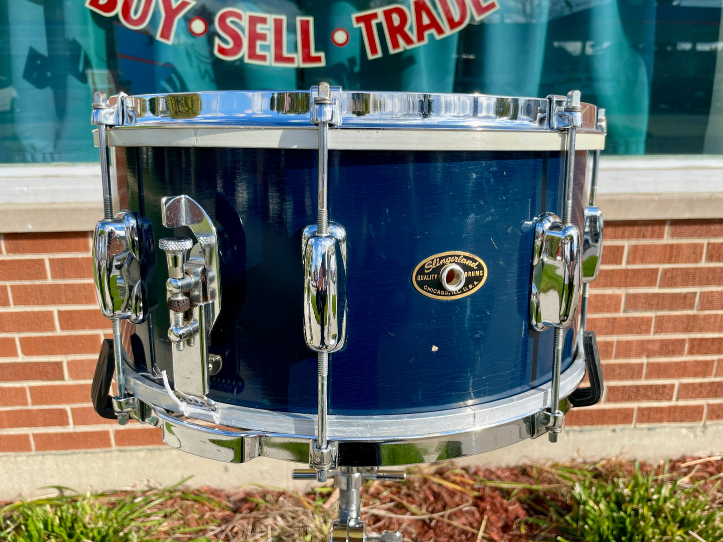 1960s Slingerland 7x14 Student Model No. 157 Snare Drum Blue Lacquer