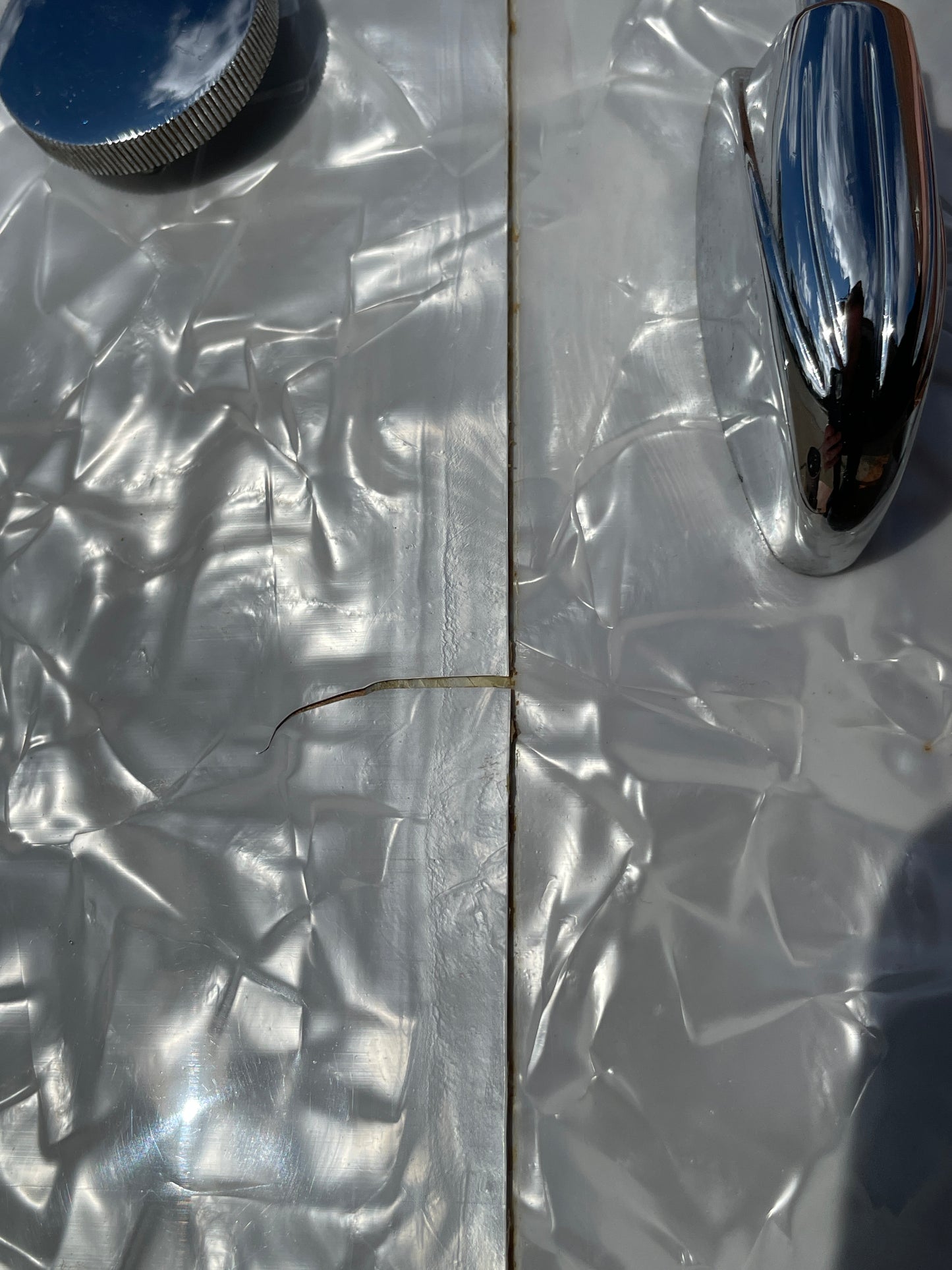 1950s Gretsch 6 ply Round Badge Name Band Outfit Drum Set White Marine Pearl 22/13/16 w/ 5.5x14 Snare