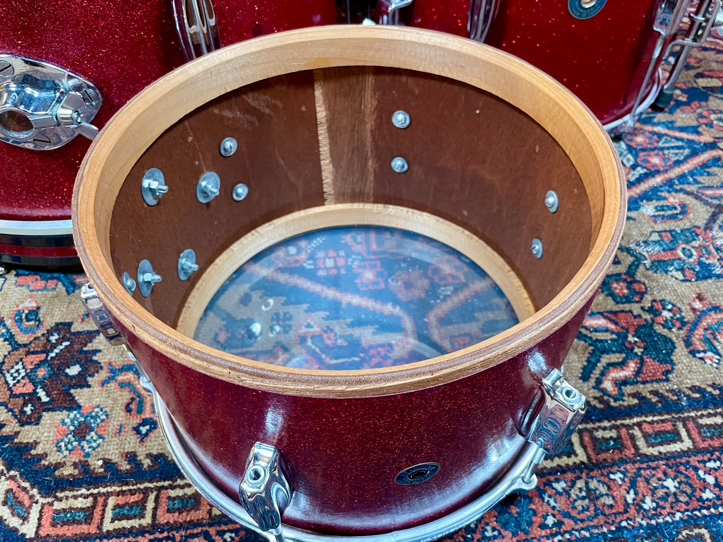 1960s Zim-Gar Drum Set Red Sparkle 20/12/14 w/ 5.5x14 Snare MIJ Japan