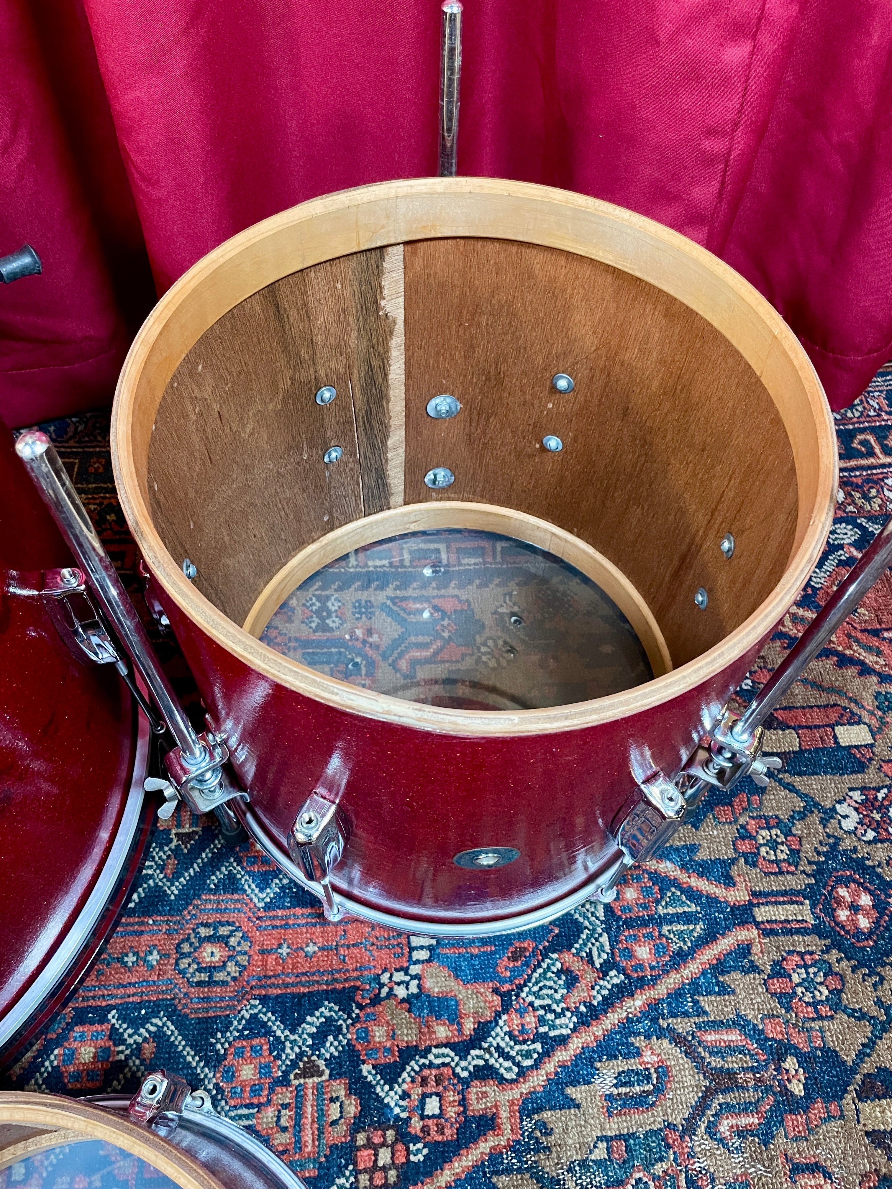 1960s Zim-Gar Drum Set Red Sparkle 20/12/14 w/ 5.5x14 Snare MIJ