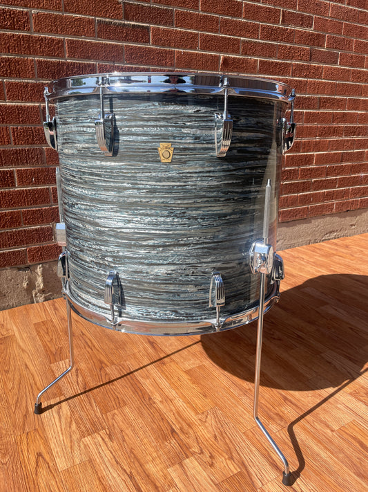 1960s Ludwig 16x18 Floor Tom Drum Oyster Blue Pearl