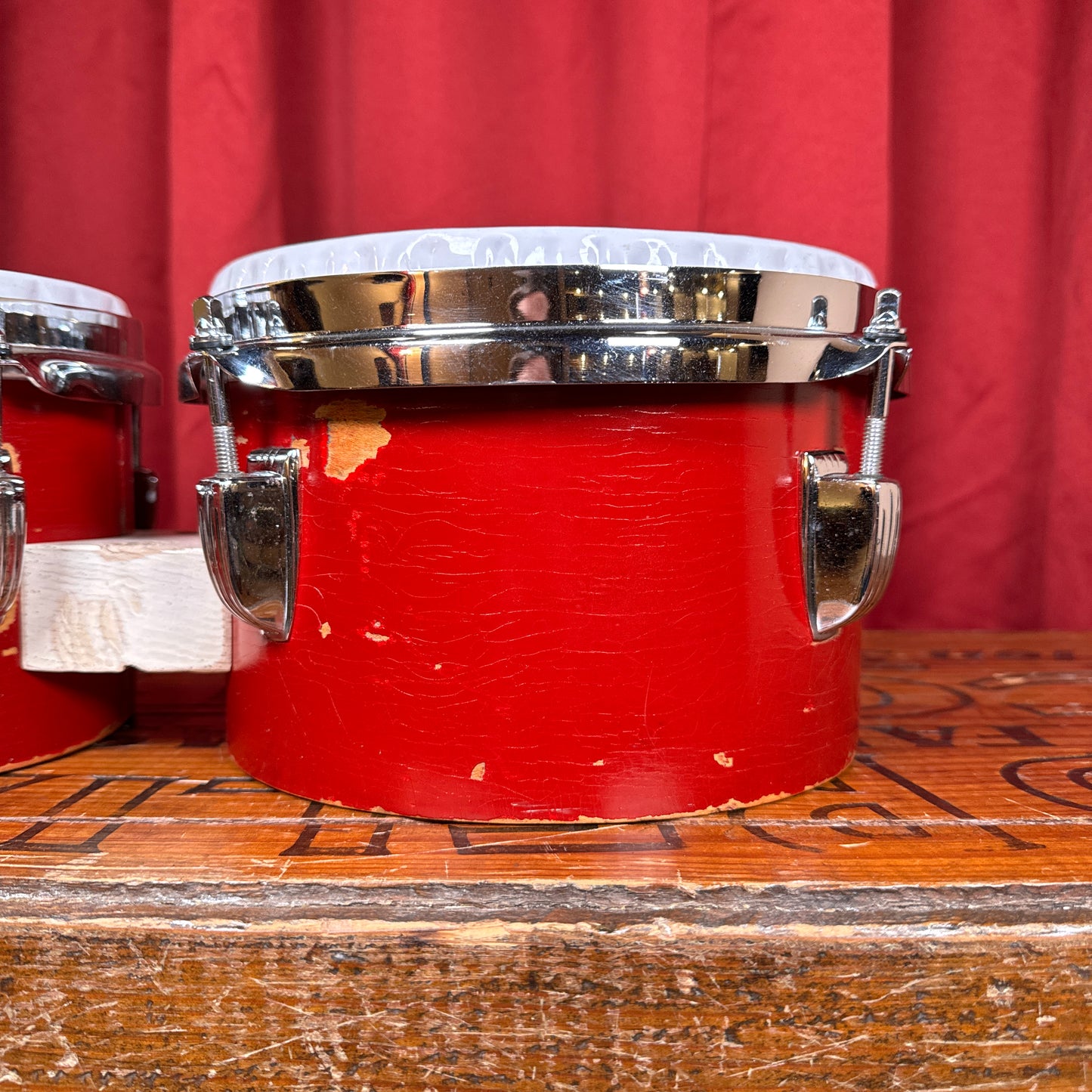 1970s Ludwig 6" & 8" No. 2358L Tunable Bongos Red