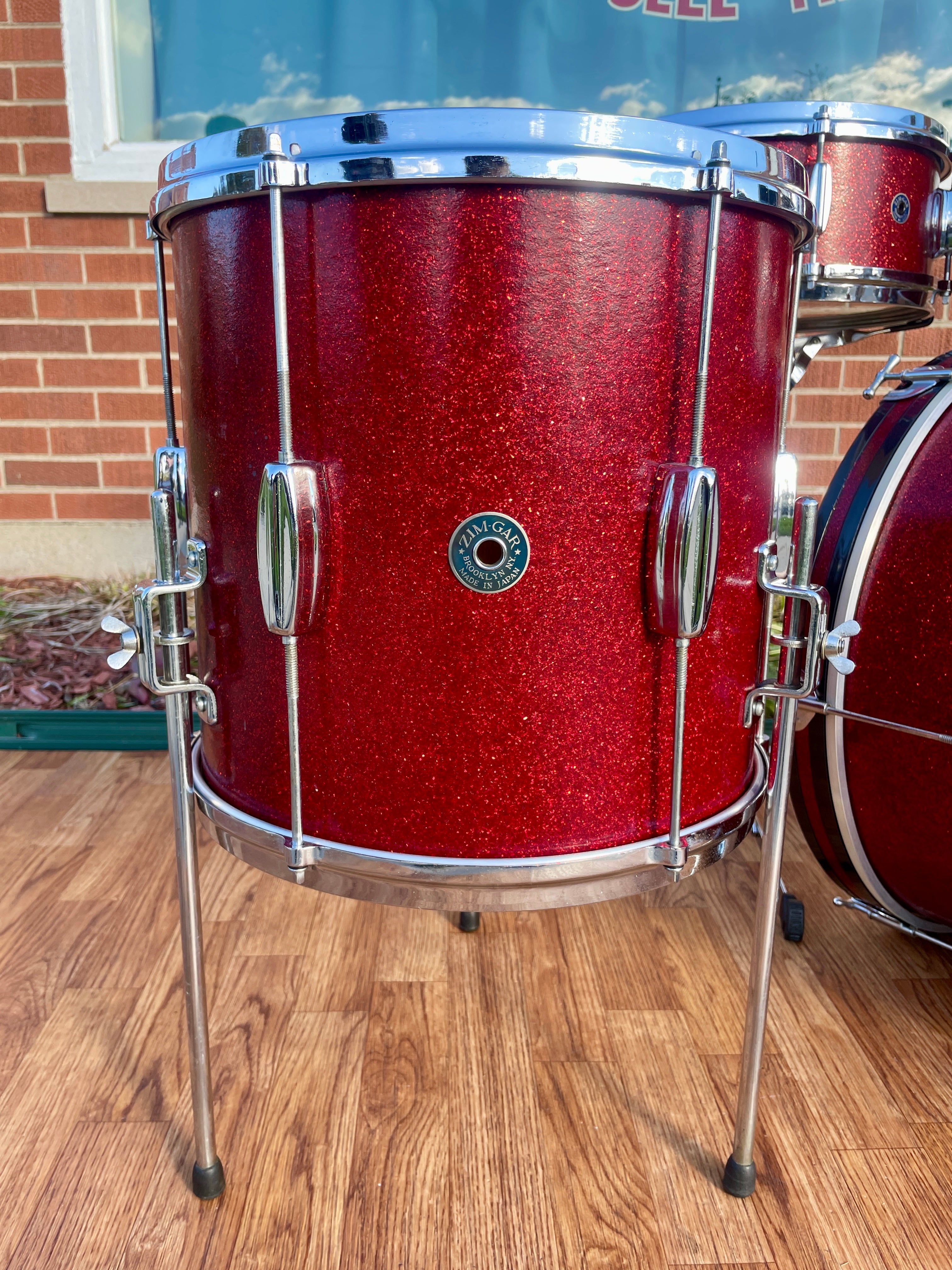 洋楽 EAST / HAPPY DRUMS djharvey 1960s Zim-Gar Drum Set Red Sparkle 20/12/14 w/ 5.5x14 Snare MIJ