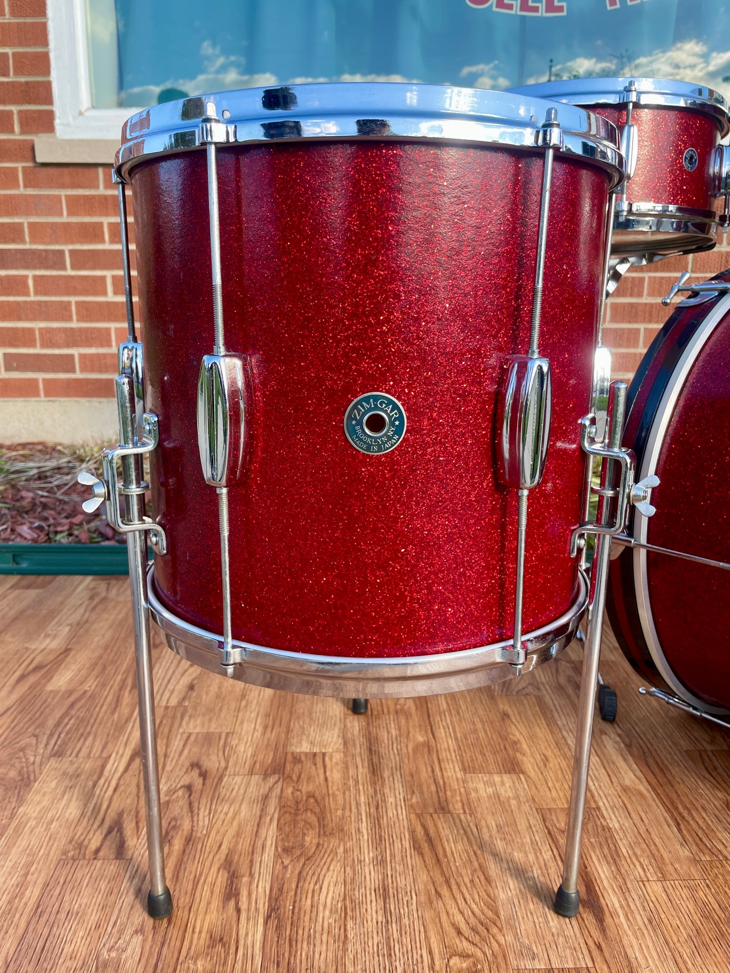 1960s Zim-Gar Drum Set Red Sparkle 20/12/14 w/ 5.5x14 Snare MIJ Japan
